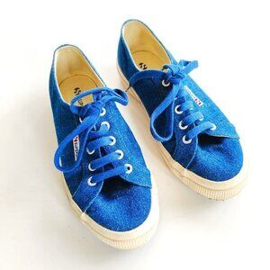 SUPERGA Cotu‎ Sneaker Lace Up Denim Blue Womens Size 7.5 Mens Size 6 Athletic